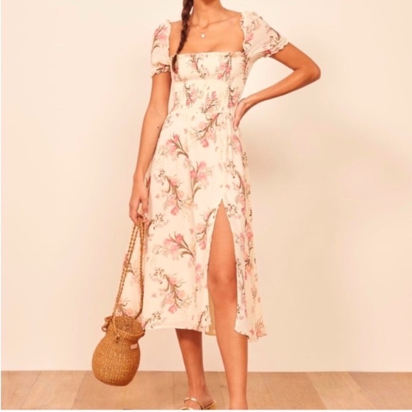 Reformation Inka Dress in Leila Off Shoulder Smocked Floral Womens Size XL - Picture 15 of 15